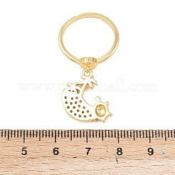 Verstellbare Fingerringe aus Messing mit Mikropavé-Fassung aus Zirkonia für Damen&nbsp;RJEW-A090-01B-G