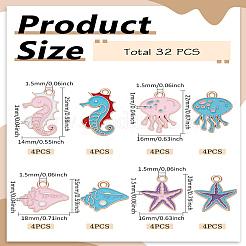 32 шт. 8 стиля подвески из сплава морских животных с эмалью&nbsp;ENAM-LP0001-88