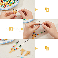 DIY-Sets zur Herstellung von Halsketten mit runden und Kreuzanhängern&nbsp;DIY-DC0004-02A