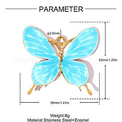 Anhänger aus Edelstahl 304 mit himmelblauer Emaille&nbsp;SA-OY001-27G-03