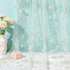Tissu à paillettes en plastique PE étoiles lune&nbsp;DIY-WH0816-598A