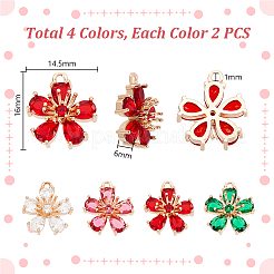 8шт 4 цвета прозрачные стеклянные подвески&nbsp;GLAA-GA0002-31