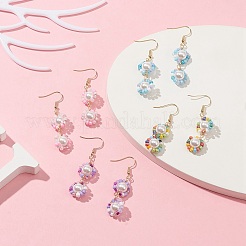 Orecchini pendenti con semi di vetro e perle di conchiglia e fiori con perline&nbsp;EJEW-JE05275