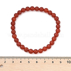 Pulseras rojas naturales del estiramiento de abalorios de ágata&nbsp;BJEW-D446-B-26
