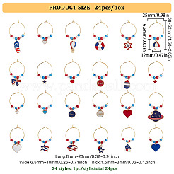 24 шт. 24 стиля тематика День независимости сплав эмаль бокалы для вина подвески&nbsp;AJEW-BC0003-94
