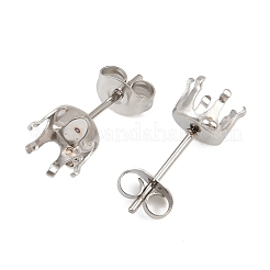Accesorios para pendientes de botón redondos planos de acero inoxidable 304&nbsp;STAS-D389-04E-P