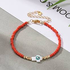 Cruz con pulseras de cuentas de mal de ojo&nbsp;BJEW-JB06289-03