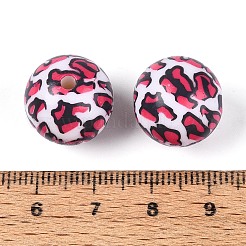 Круглые бусины из АБС-пластика с леопардовым принтом&nbsp;SACR-T017-75B-01