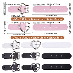 16 шт. 8 пряжки из искусственной кожи в форме звезды/сердца&nbsp;AJEW-CL0001-70