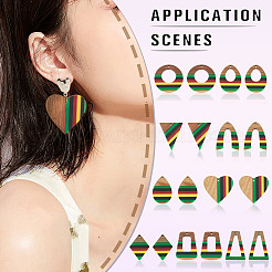 18 шт. подвески из эпоксидной смолы ямайского цвета и орехового дерева в двух стилях&nbsp;RESI-TA0003-87