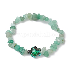Braccialetti elastici con perline di avventurina verde naturale&nbsp;BJEW-JB11245-05
