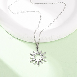 Collares con colgante de sol de acero inoxidable 304 y cadena de cable para hombres y mujeres&nbsp;NJEW-K308-04A-P