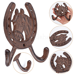 Чугунные крючки для одежды в форме подковы&nbsp;AJEW-WH0696-207B