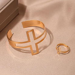 Set di bracciali e anelli con polsino in lega per donna&nbsp;FS-WG57D0F-01