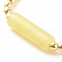 Anello da dito con perline a colonna di giada limone naturale con ematite sintetica&nbsp;RJEW-JR00460-03