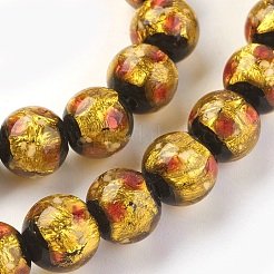 Ручная серебряная фольга стеклянные бусины Lampwork&nbsp;LAMP-P051-G04-8mm