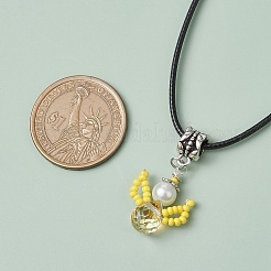 Ожерелья с подвесками в виде ангела из стеклянных бусин и стеклянного жемчуга&nbsp;NJEW-MZ00056-02