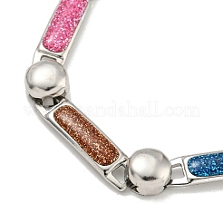 Rechteckige Gliederketten aus 304 Edelstahl mit Emaille und Glitzerpulver&nbsp;NJEW-S431-04P-01