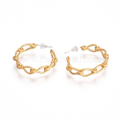 Полукруглые серьги-гвоздики из латуни&nbsp;EJEW-E196-12MG