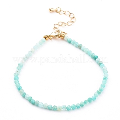 Bracciali sfaccettati con perline amazzonite naturale per le donne&nbsp;BJEW-JB05928-04