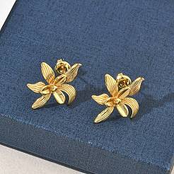 Blume 304 Edelstahl Ohrstecker für Frauen&nbsp;EJEW-K333-04G