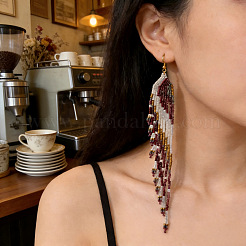 Boho-Ohrhänger mit langen Quasten aus Glasperlen für Damen&nbsp;IW9172-1