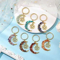 7 stücke 7 arten chakra thema mond & sterne legierung edelstein schlüsselbund&nbsp;KEYC-JKC00966