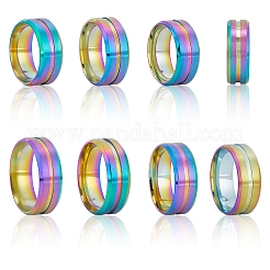 14 шт. 7 стиля из нержавеющей стали с рифлеными кольцами для пальцев&nbsp;STAS-SC0010-65RC