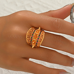 Геометрические полые латунные микропаве кубические цирконии регулируемые кольца для женщин&nbsp;GM7706-3