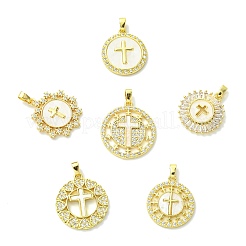 6 шт. 6 стиля латунные подвески с микропаве и кубическим цирконием&nbsp;KK-CJ0004-11