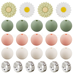 144 шт. 6 вида бусин из пищевого экологически чистого силикона в форме ромашки&nbsp;SIL-PA0001-15