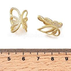 Серьги-каффы с бабочками из латуни с микропаве из прозрачных кубических цирконий&nbsp;EJEW-P322-16G