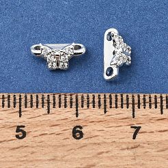 Barre distanziatrici a farfalla a 2 anello in ottone con micro pavé di zirconi cubici trasparenti.&nbsp;KK-C258-14S