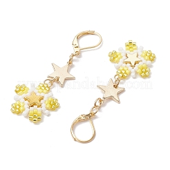 Orecchini a leva con perline di semi di vetro e ottone&nbsp;EJEW-MZ00426-02