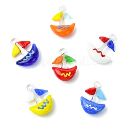 6pcs 6 Farben handgemachte Bunte Malerei-Anhänger&nbsp;LAMP-CJ0003-03
