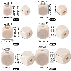 150 pièce de perles en bois naturel non fini&nbsp;WOOD-PH0001-92