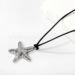 Collana con ciondolo a forma di stella marina in acciaio inossidabile 304 e cordino nero regolabile.&nbsp;WGD88CD-01