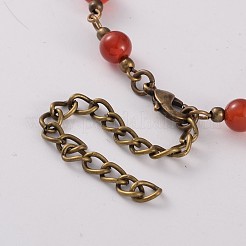 Fer de bronze antique anklets pierre mélangée de perles&nbsp;AJEW-AN00142