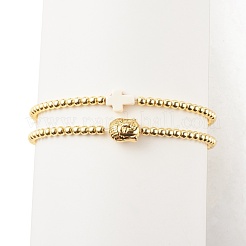 Set di braccialetti elastici con perline in ematite sintetica da 2 pz 2&nbsp;BJEW-JB07976-02