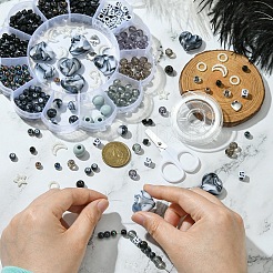 Наборы для изготовления эластичного браслета из бисера своими руками со сплавом лунных подвесок&nbsp;DIY-YW0008-87