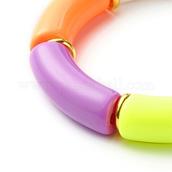 Bracciale elasticizzato con perline acriliche a tubo curvo grosso per donna ragazza&nbsp;BJEW-JB06684-03