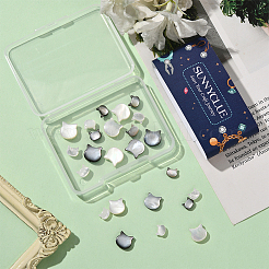 16 шт. 4 вида бусин из натуральных белых ракушек и черных ракушек-губ&nbsp;SSHEL-SC0001-34