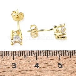 Orecchini a lobo in ottone con pavé di zirconi cubici singoli&nbsp;KK-CBA98BA-20G