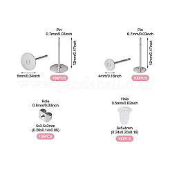 200 Stück 304 Edelstahl flache runde leere Ohrstecker-BeZubehör&nbsp;STAS-TADJ0001-03