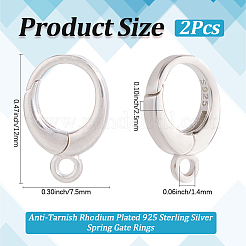 2 шт. 925 кольца-затвора из стерлингового серебра с родиевым покрытием&nbsp;STER-SC0001-50