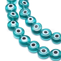 Handmade bösen Blick lampwork flache runde Perle Stränge&nbsp;LAMP-L058-12mm-11