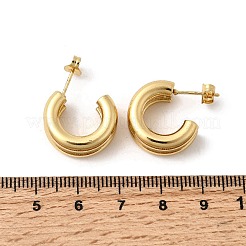 Двухслойные серьги-гвоздики из нержавеющей стали 201-й пробы в форме буквы С&nbsp;EJEW-Z151-11G-02