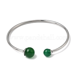 Bracelets torque en acier inoxydable 304 et pierres précieuses naturelles&nbsp;BJEW-H644-10P