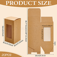 Boîtes à bonbons en papier kraft avec fenêtre transparente en PVC&nbsp;CON-WH0097-07A-02B