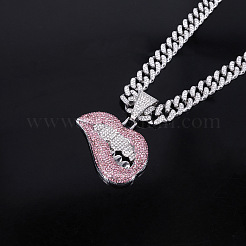 Halskette mit kubanischer Gliederkette und Lippenanhänger aus Zinklegierung&nbsp;FS-WG26C72-01
